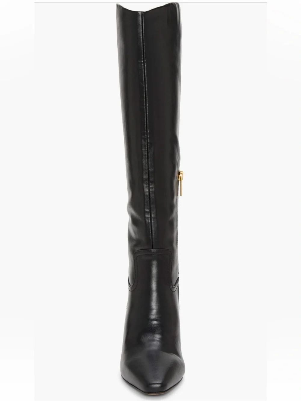 Vince Camuto Black Leather Knee High Block Heel Boots Sz 7.5 Wide Calf NWB